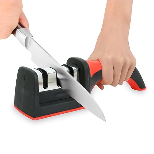 GLUN® 3 in 1 Knife Sharpener with Easy-Grip Handle