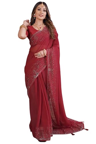 SWADESI STUFF Georgette Saree with Banglory Silk Blouse &