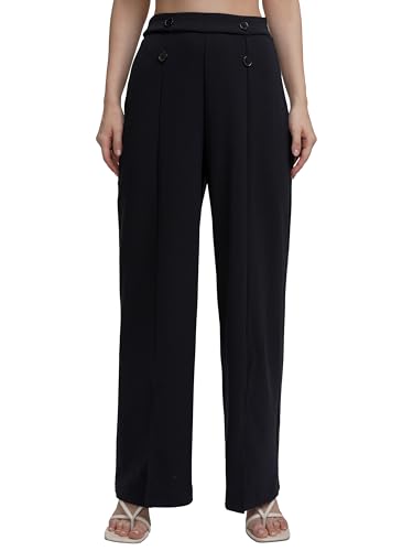 Tokyo Talkies Women's Flared Pants (PTTR000016_Navy_L)