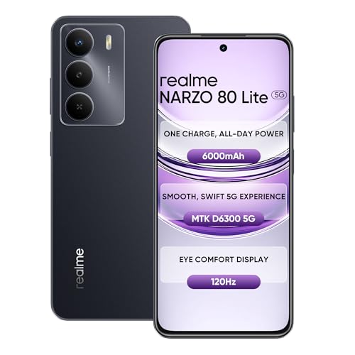 realme NARZO 80 Lite 5G (Onyx Black, 6GB+128GB) | 6000mAh
