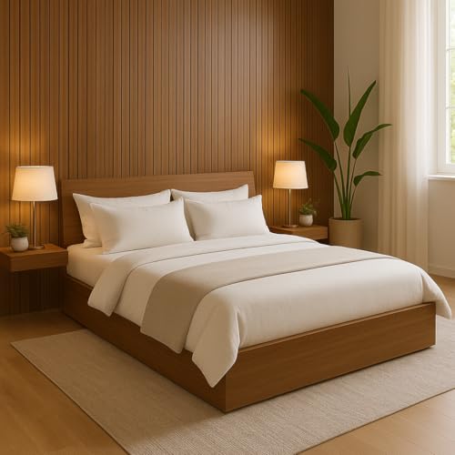 MATTERHORN Engineered Wood Bed in Almond Beige – Queen Size