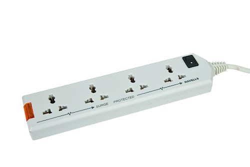 Havells 240V 6A Four-Way 1440W Extension Board (White, 1.5
