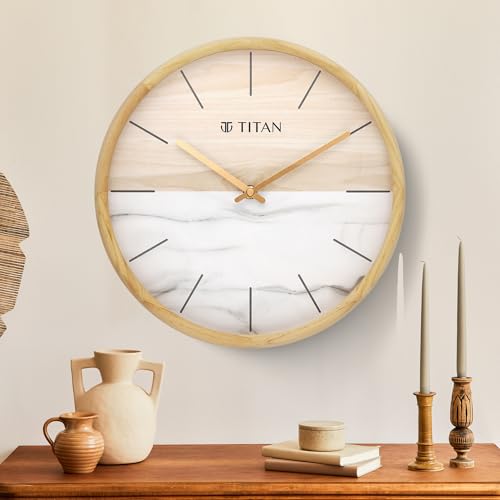 Titan Contemporary Wooden Analog Clock with Wood & Stone