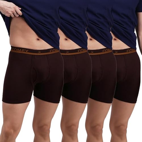 Amul Comfy Men Cotton Solid Coffee Brown Trunk Pack of 4