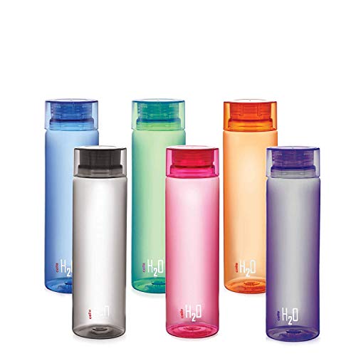 Cello H2O Round Water Bottles Set of 6, 1000ml Each