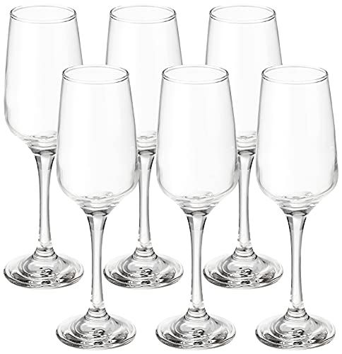 Amazon Brand - Solimo Champagne Glass Set, 220ml, Set of 6,