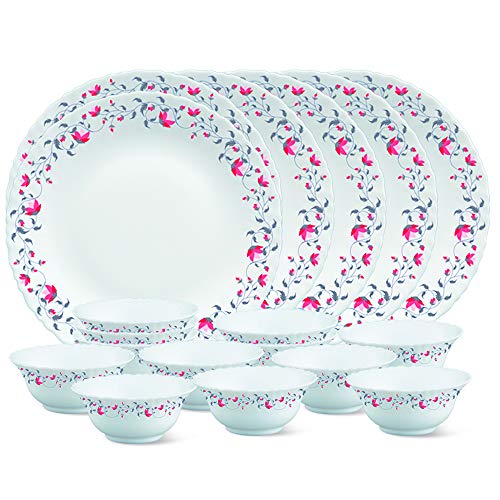 Larah by Borosil Glass PentasThali Set (White) - 18 Pieces