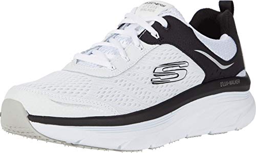 Skechers Mens D’LUX Walker – White Black Casual Shoe -7 UK