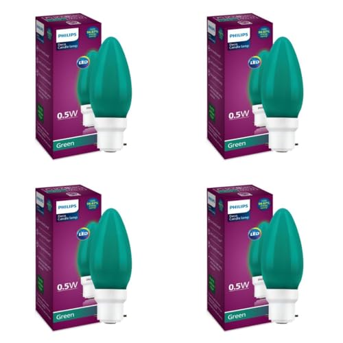 Philips LED Deco Green 0.5W Glass Candle (Pack of 4)