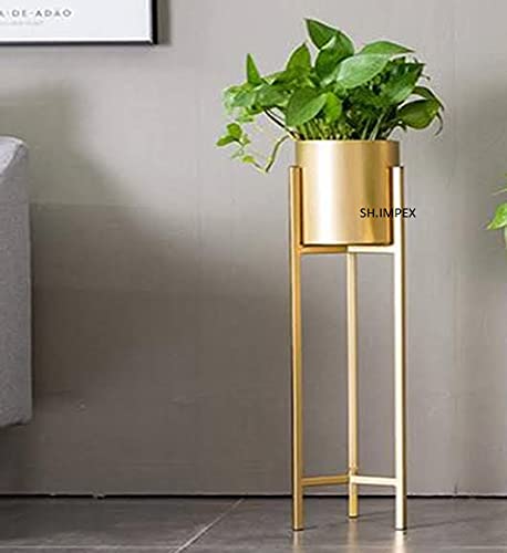 SH IMPEX Modern Iron Metal Tall Plant Stand with Pot |