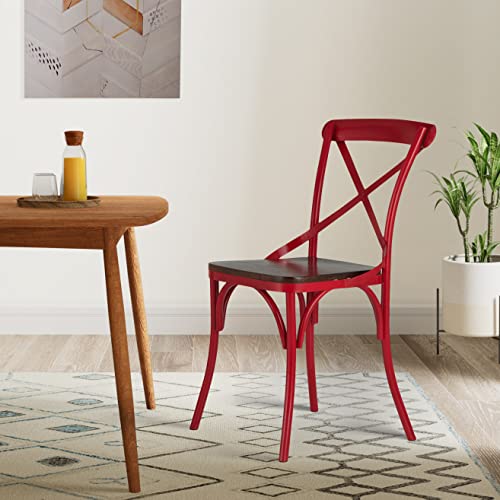 Amazon Brand - Solimo Tortel Chair with Wooden Seat (Iron,