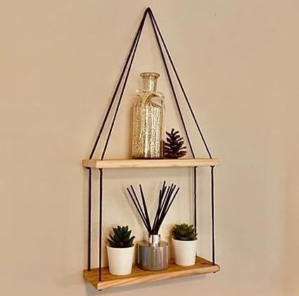 HandiCraft Macrame Hanging Wall Mounted, Rustic Wood Wall