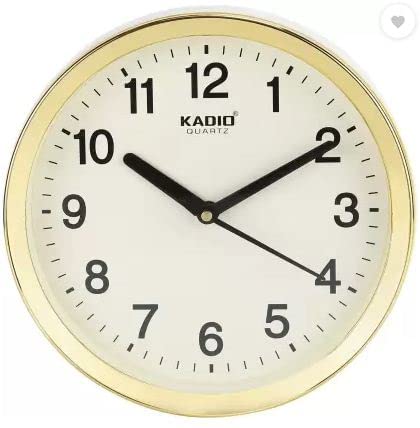 Kadio Analog 20 cm X 20 cm Wall Clock (Beige, with Glass,