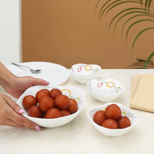 Larah by Borosil Splendour Square Series Opalware 5 Pcs