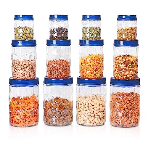 MILTON Hexa Plastic Pet Storage Jar, Set of 12 (4 pcs each