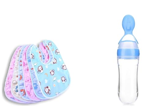 ANTIL'S 6pcs Waterproof Baby Bib/Apron & 1 Pcs Spoon Feeder