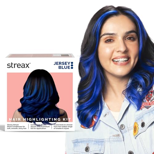 Streax Hair Colour Highlight Kit | Blue Jersey Blue – Pack
