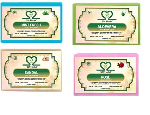 S2M Herbal Soap Combo of Aloe Vera, Mint, Rose & Sandalwood