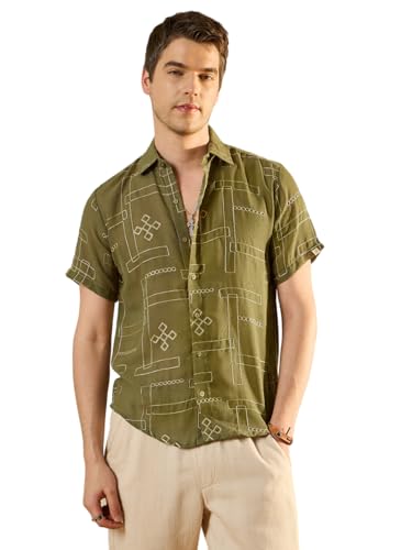 Modeve Men's Half Sleeve Regular Fit Geometric Print Shirt