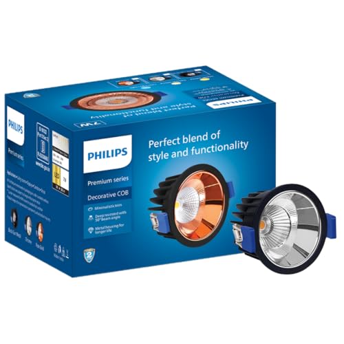 PHILIPS 7W Round COB LED Spotlight | Decorative Chrome