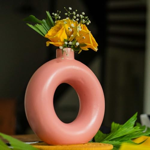 10club Ceramic Donut Vase | Flower Vase for Fresh and Dried