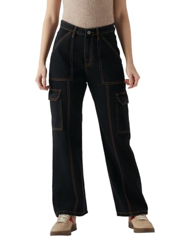 Bewakoof Women Solid Wide Leg 100% Cotton Cargo