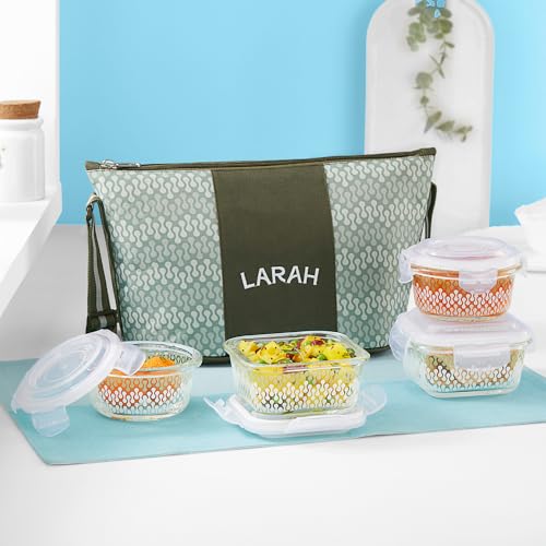 Larah Glassware Gracia Daisy Borosilicate Glass Lunchbox