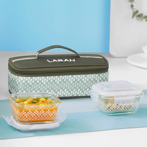 Larah Glassware Gracia Borosilicate Glass Lunchbox with Bag