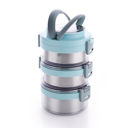 GANESH 3 Layer Portable Lunch Box with Attractive Spoon for