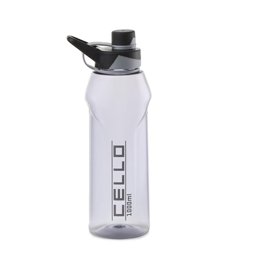 CELLO Fitbe Sipper Cap Water Bottle, 1000ml Black Grey |