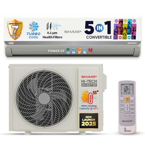 SHARP 1 Ton 3 Star Inverter Split AC, 5 Years Comprehensive