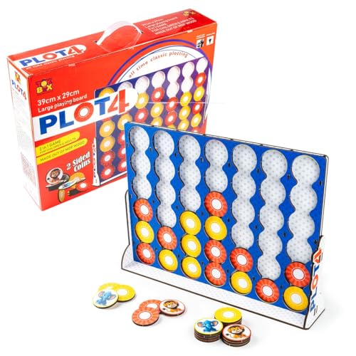 Toysbox Wooden Plot 4 Board Game, 2in1 Double-Sided Coins