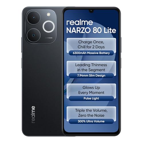 realme NARZO 80 Lite 4G (Obsidian Black, 4GB+64GB) |