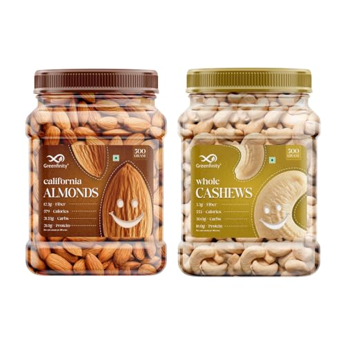 GreenFinity Premium Almonds & Cashews Combo 500g Each