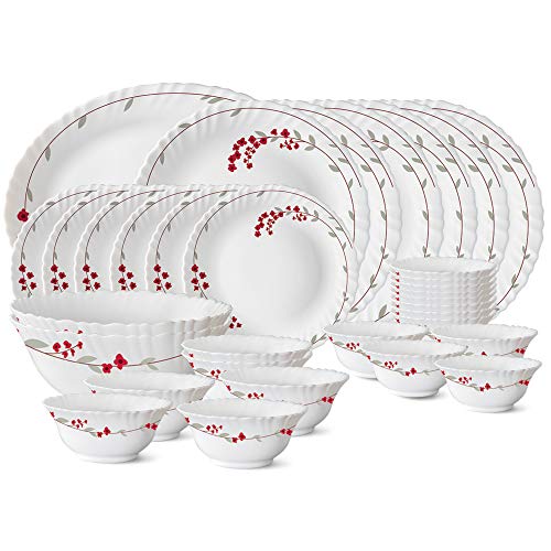 Larah by Borosil Fluted Series Verona Opalware Dinner Set |