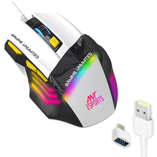 Ant Esports GM100 Optical Gaming Mouse, 7 Button Wired USB
