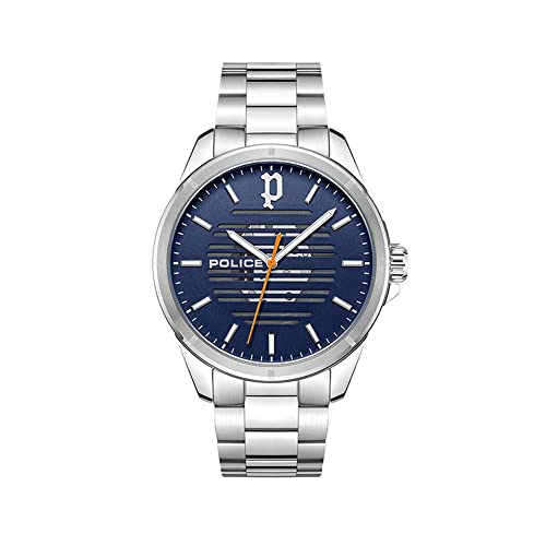 Police Mens Urban Rebel Round Shape Blue Dial Stainless