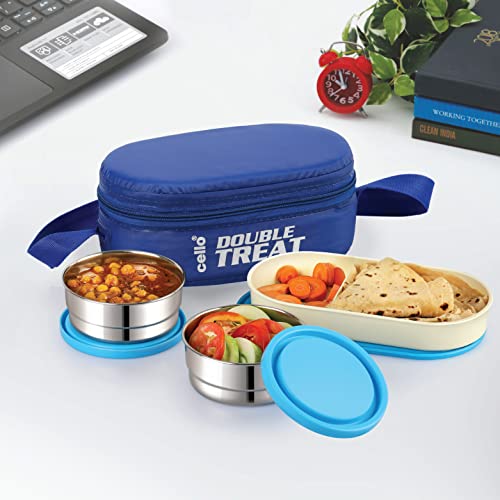 CELLO Double Treat Lunch Box with Insulated Fabric Jacket