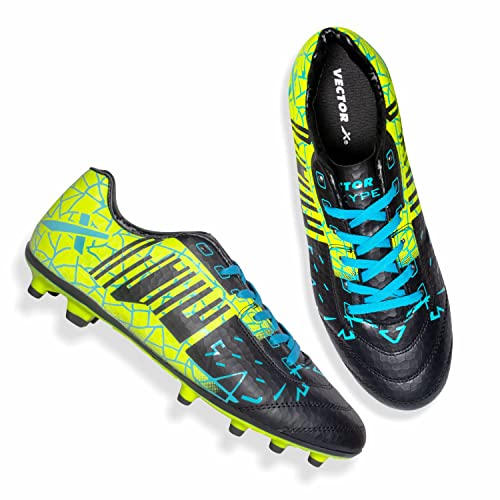 Vector X Skyper Football Shoe/Studds for Men Black-Green