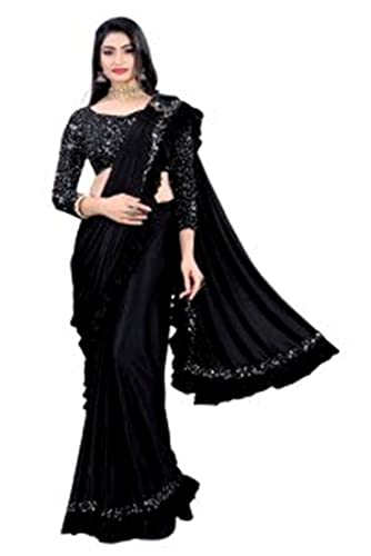 JULEE Women's Ready to Wear Lycra Squence Embroidered Saree