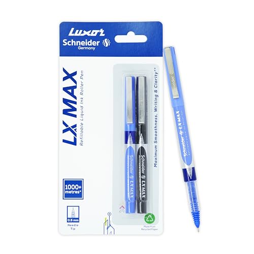 Luxor Schneider LX MAX roller ball pen, Pack of 2, 1 Blue+
