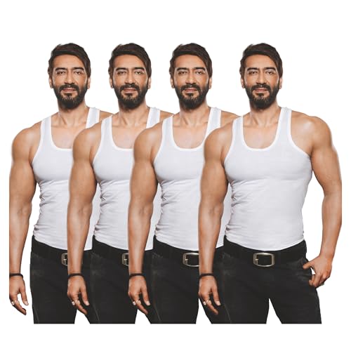 Amul Comfy Men’s White Vest Pack of 4 | 100% Cotton