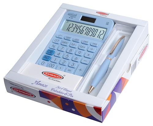 Bambalio Set of Elegant Calculator and Pen Blue