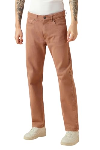 Dennis Lingo Men's Rust Cotton Relaxed Fit Mid-Rise Casual