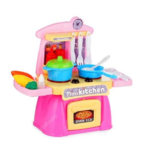 GRAPHENE Kids 26 Pcs Mini Kitchen Play Set Realistic Sound