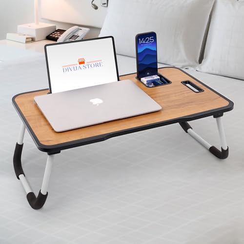 DIVIJA STORE Foldable Wooden Mini Laptop Table for Bed,