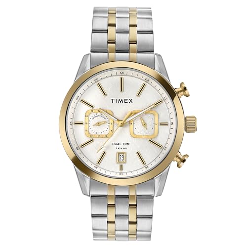 TIMEX Analog Watch for Man with Silver-Tone Round Dial &