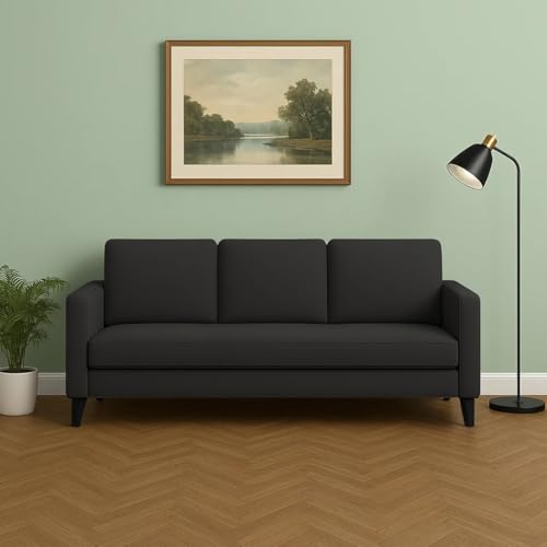 FURNY Almond 3 Seater Fabric Sofa Set (Grey)