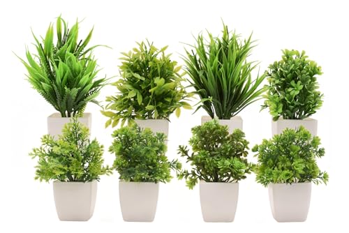 MIMICROPS Artificial Plants with Pot 8 Pack | Realistic