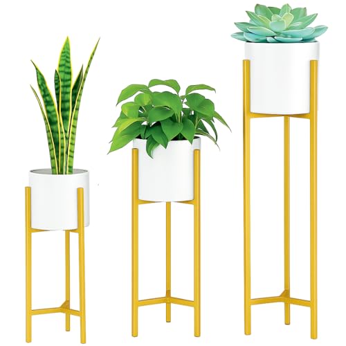 Elegance Aura™ Golden Metal Planters with Stand | Tall